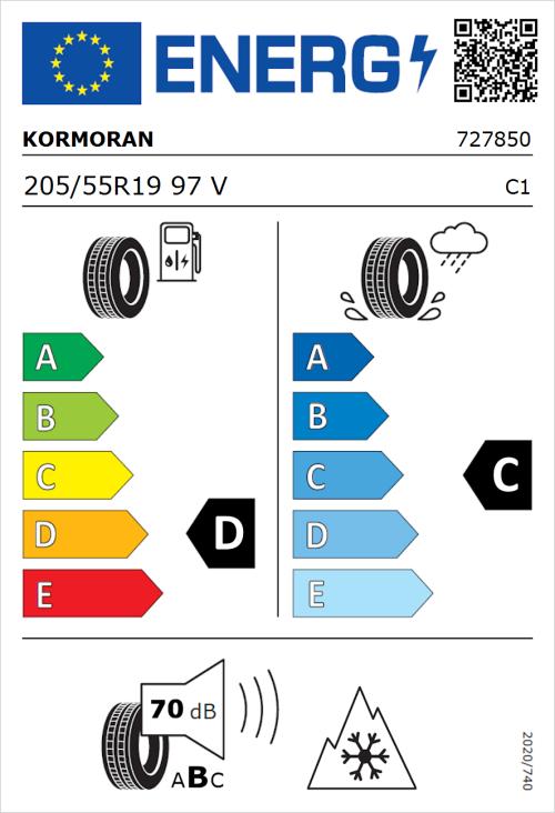 Tyre Label for Kormoran All Season 205/55R19 97V