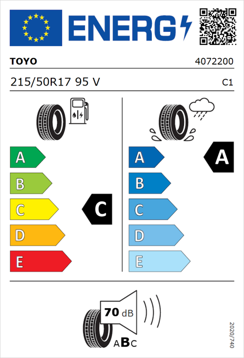 Tyre Label for Toyo Proxes Comfort 215/50R17 95V