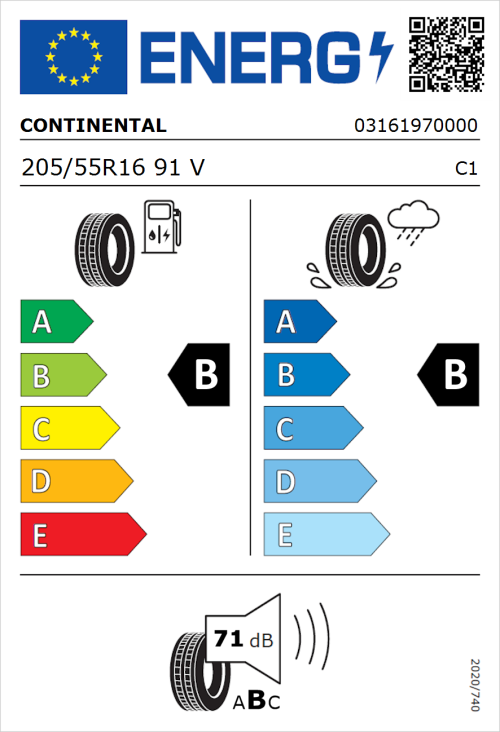 Tyre Label for Continental ContiEcoContact 5 205/55R16 91V
